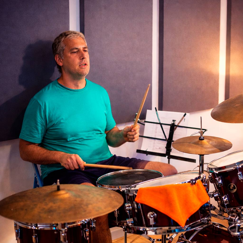 Alumno en clase de batería